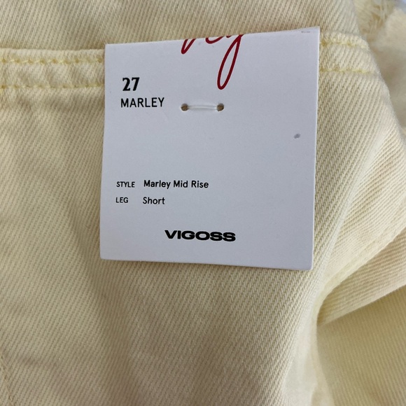 VIGOSS Marley Mid Rise Distressed Denim Shorts Yellow Size 27 - Picture 4 of 5
